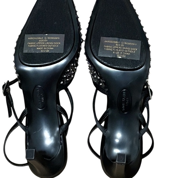 Anne Klein Rosedale Iflex Elegant Black Studded Rhinestone Heels Size: 6 1/2 - Picture 3 of 8